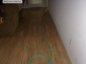 Getting hose to bathroom